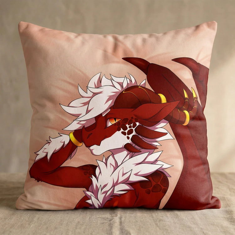 Venmys the Dragon Female Head Pillow Cover back square pillow mockup