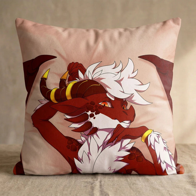 Venmys the Dragon Female Head Pillow Cover front square pillow mockup