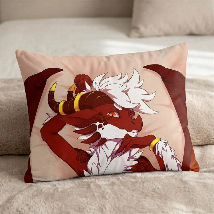 Venmys the Dragon Female Head Pillow Cover front US standard pillow mockup
