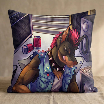 Vexx the Dog Male Head Pillow Cover back square pillow mockup
