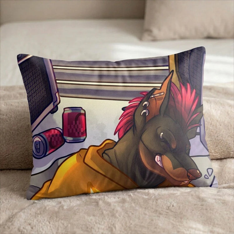 Vexx the Dog Male Head Pillow Cover back US standard pillow mockup
