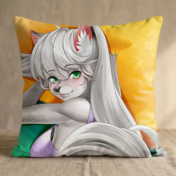 Victoria the Fox Female Head Pillow Cover back square pillow mockup