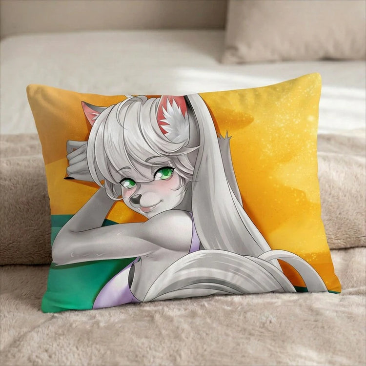 Victoria the Fox Female Head Pillow Cover back US standard pillow mockup