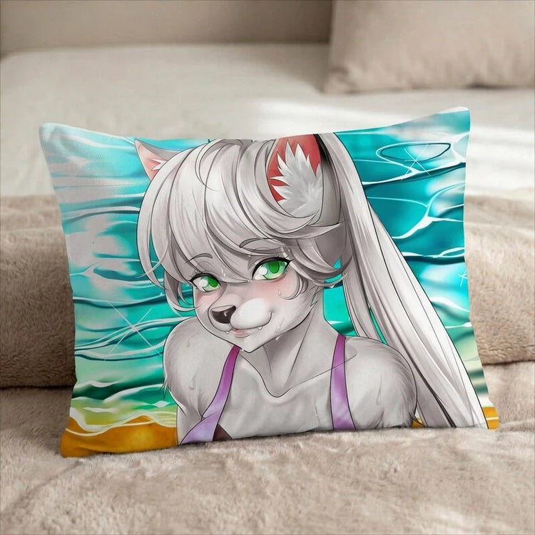 Victoria the Fox Female Head Pillow Cover front US standard pillow mockup