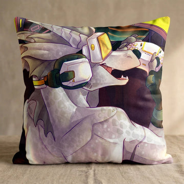 Vinito the Dragon Male Head Pillow Cover back square pillow mockup