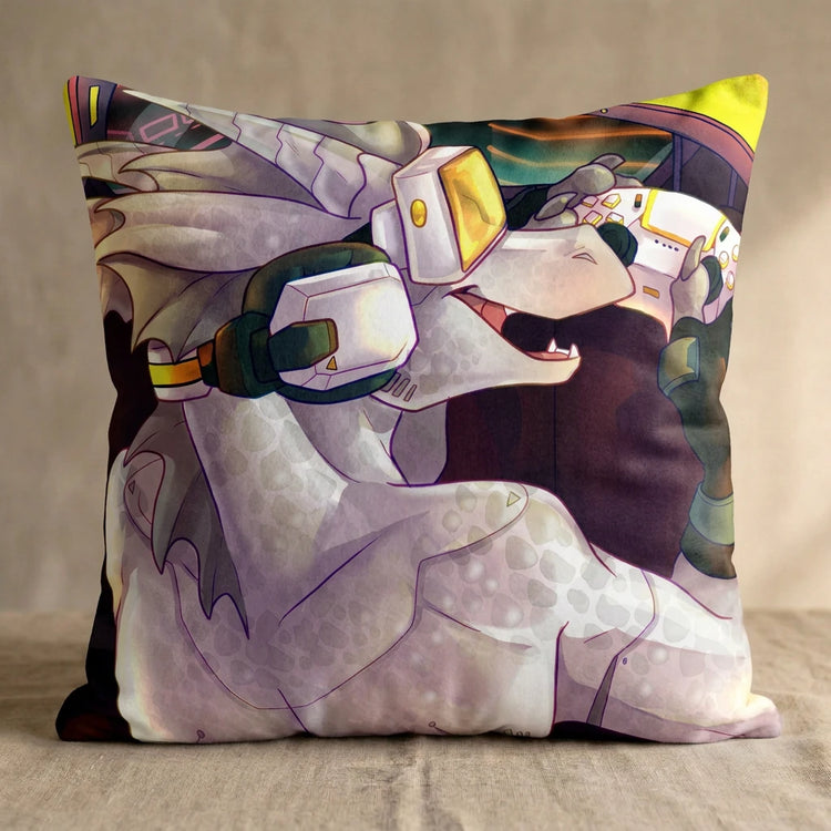 Vinito the Dragon Male Head Pillow Cover back square pillow mockup