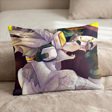 Vinito the Dragon Male Head Pillow Cover back US standard pillow mockup