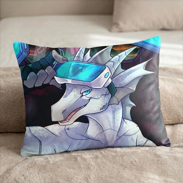 Vinito the Dragon Male Head Pillow Cover front US standard pillow mockup