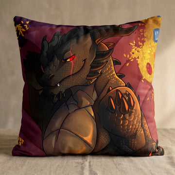 Xaryax the Dragon Male Head Pillow Cover back square pillow mockup