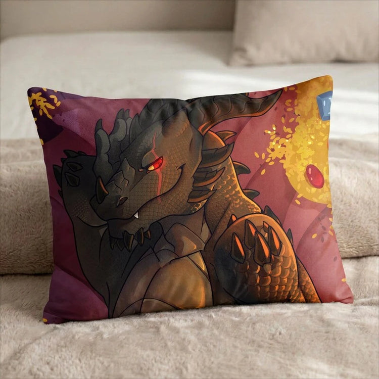 Xaryax the Dragon Male Head Pillow Cover back US standard pillow mockup