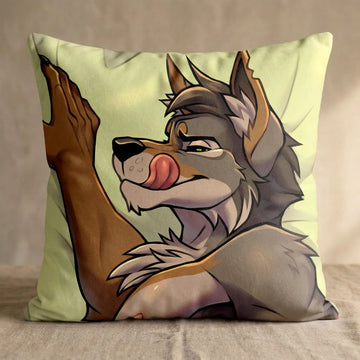 Zane the Coyote Male Head Pillow Cover back square pillow mockup