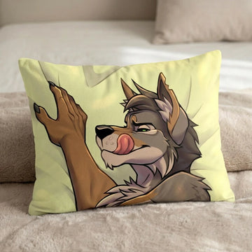 Zane the Coyote Male Head Pillow Cover back US standard pillow mockup