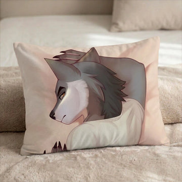 Zevren the Wolf Male Head Pillow Cover back US standard pillow mockup