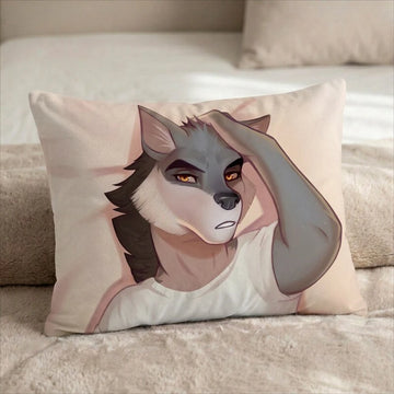 Zevren the Wolf Male Head Pillow Cover front US standard pillow mockup