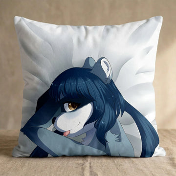 Ziggy the Raccoon Female Head Pillow Cover back square pillow mockup