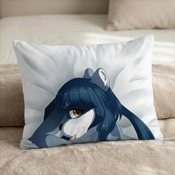 Ziggy the Raccoon Female Head Pillow Cover back US standard pillow mockup