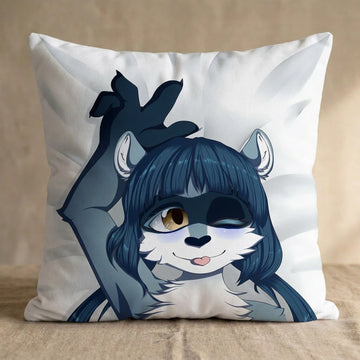 Ziggy the Raccoon Female Head Pillow Cover front square pillow mockup