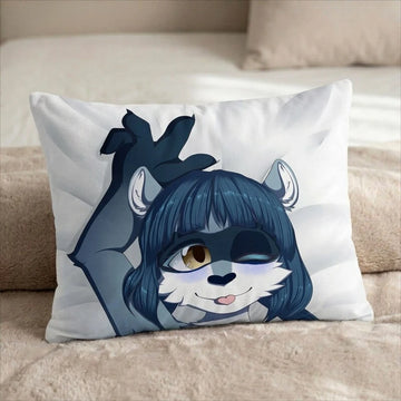 Ziggy the Raccoon Female Head Pillow Cover front US standard pillow mockup