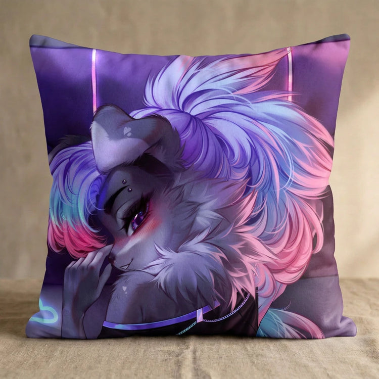 Zyra the Dog Female Head Pillow Cover back square pillow mockup