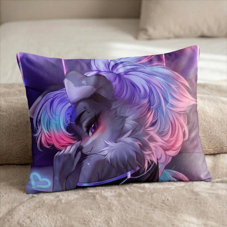 Zyra the Dog Female Head Pillow Cover back US standard pillow mockup