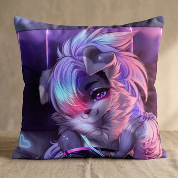Zyra the Dog Female Head Pillow Cover front square pillow mockup