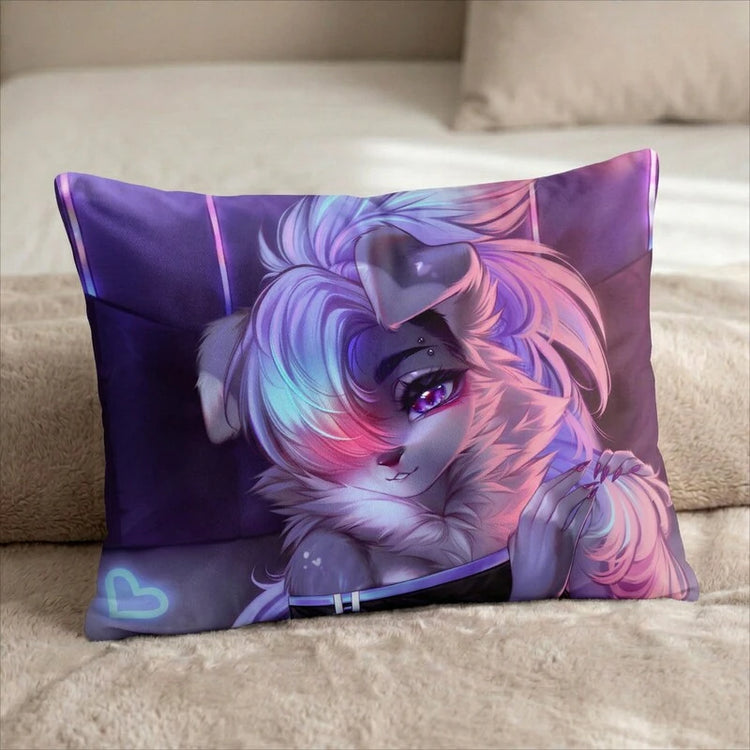Zyra the Dog Female Head Pillow Cover front US standard pillow mockup
