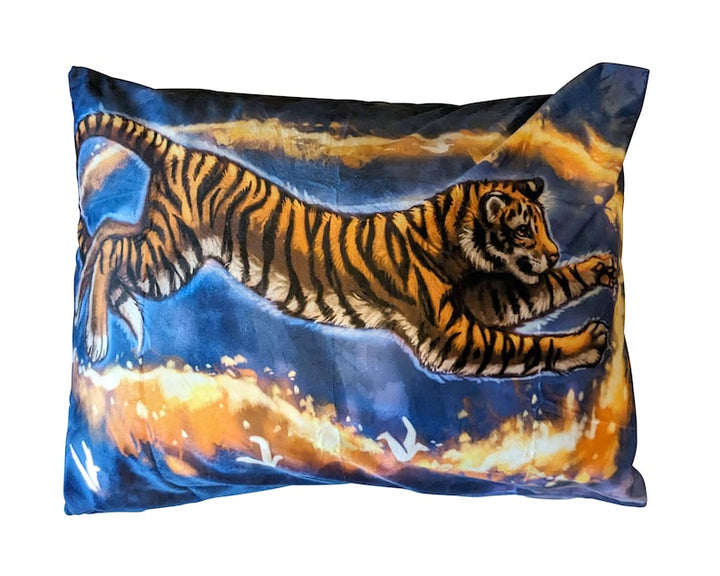 Tiger Printed US Standard Furry Pillow Cover for Bed, Throw Pillow Cover, Kids Playroom Decor, Wilderness Decor, Jungle Room Decor