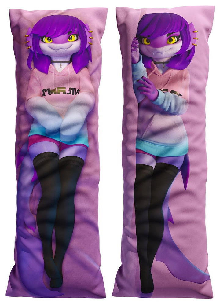 daki Lin - Art by Lin Shark - the Purple Shark in hoodie Dakimakura Furry Body Pillow Cover