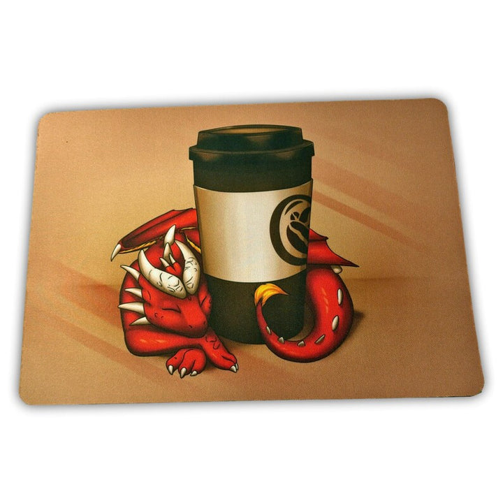 Furry Dragon with Coffee Rectangle Mouse Pad with Size Options