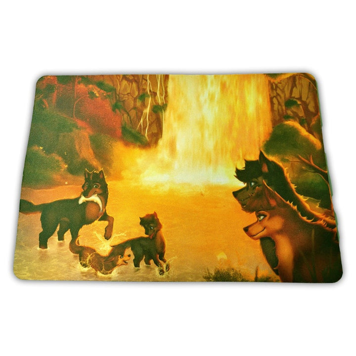 Furry Waterfall Wolves Rectangle Mouse Pad with Size Options