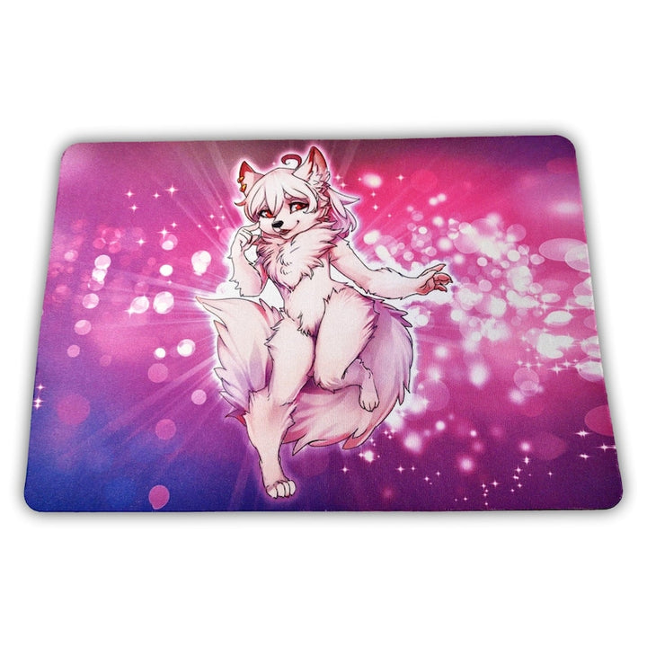 Furry White Wolf Rectangle Mouse Pad with Size Options