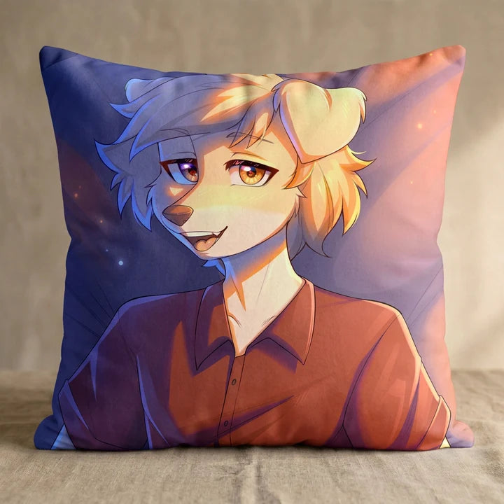 Anton the Dog Male Head Pillow Cover square pillow mockup