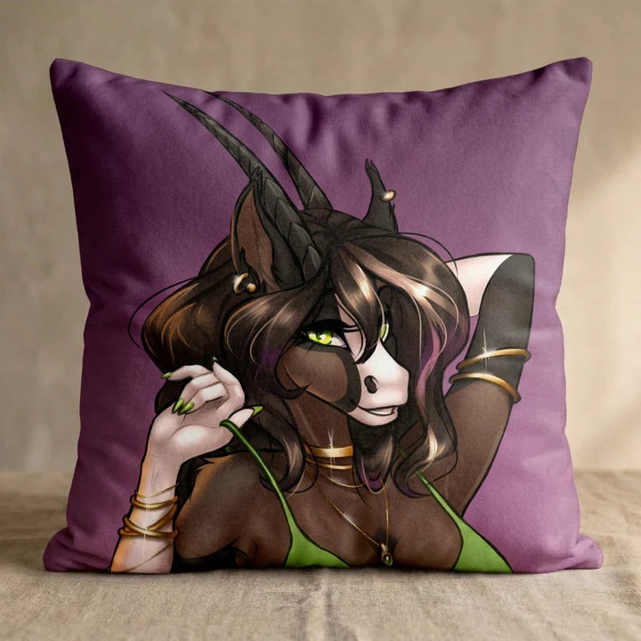 Asher Female Head Pillow Cover square pillow mockup