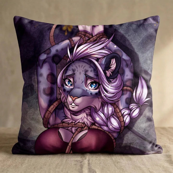 Darina the Leopard Female Head Pillow Cover square pillow mockup
