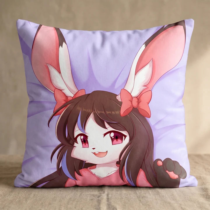 Fridolie the Bunny Female Head Pillow Cover square pillow mockup