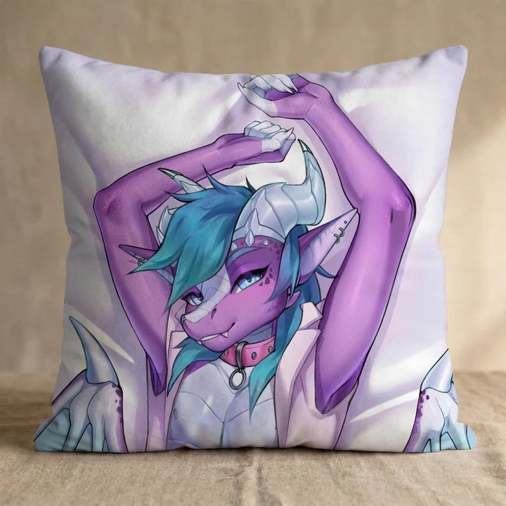 Nyxiris the Dragon Male Head Pillow Cover square pillow mockup