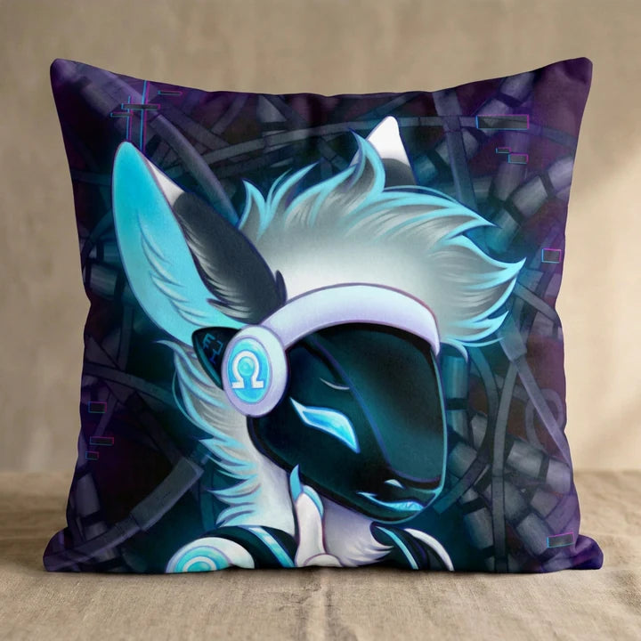 Protis the Protogen Female Head Pillow Cover square pillow mockup