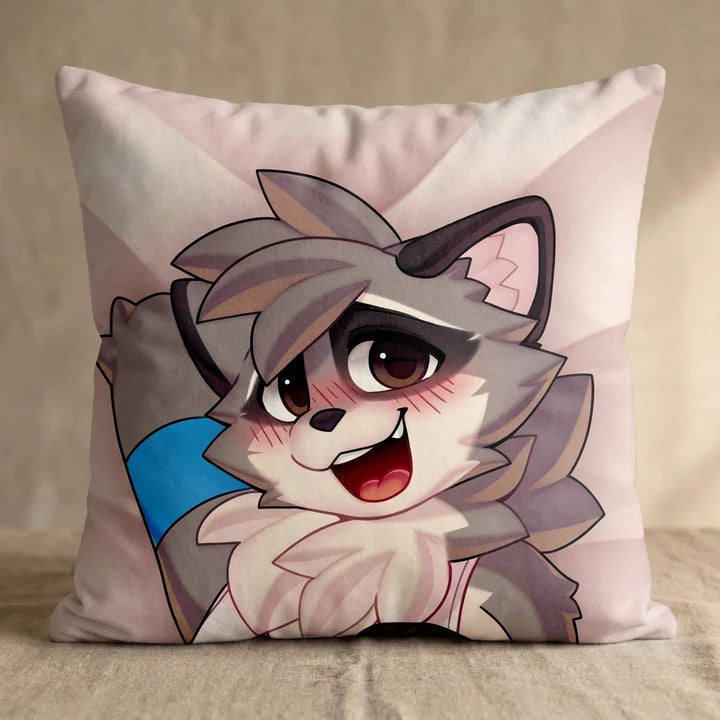 Sam the Raccoon Male Head Pillow Cover square pillow mockup