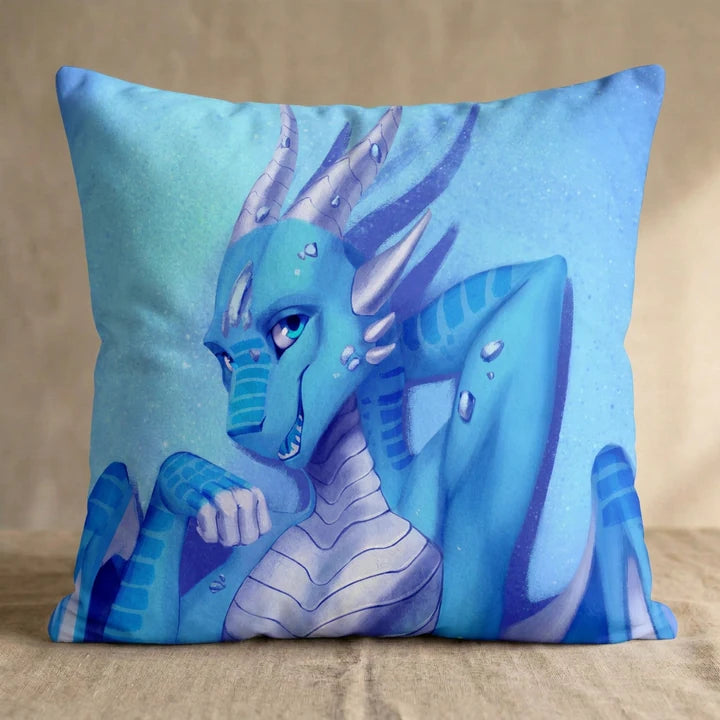 Sapphire the Dragon Female Head Pillow Cover square pillow mockup